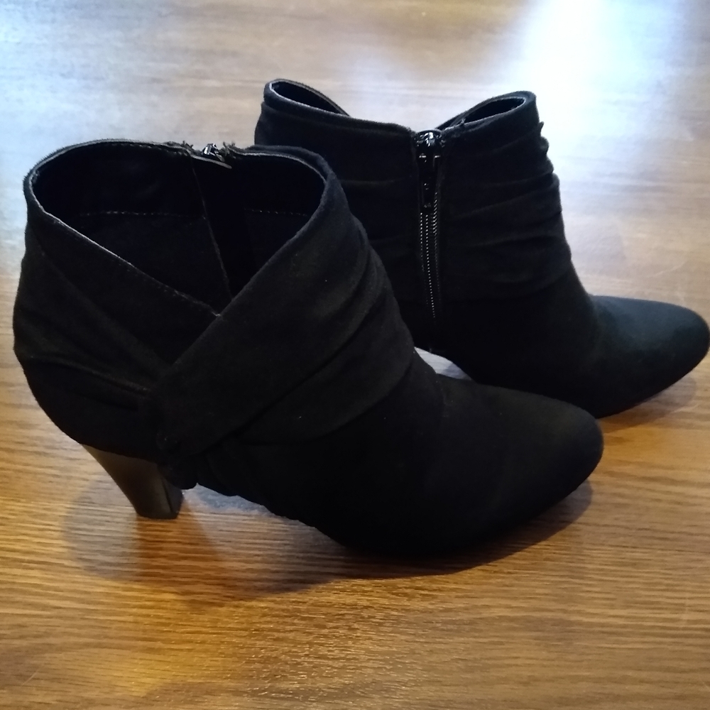 Soft Black Fabric Ankle Boots